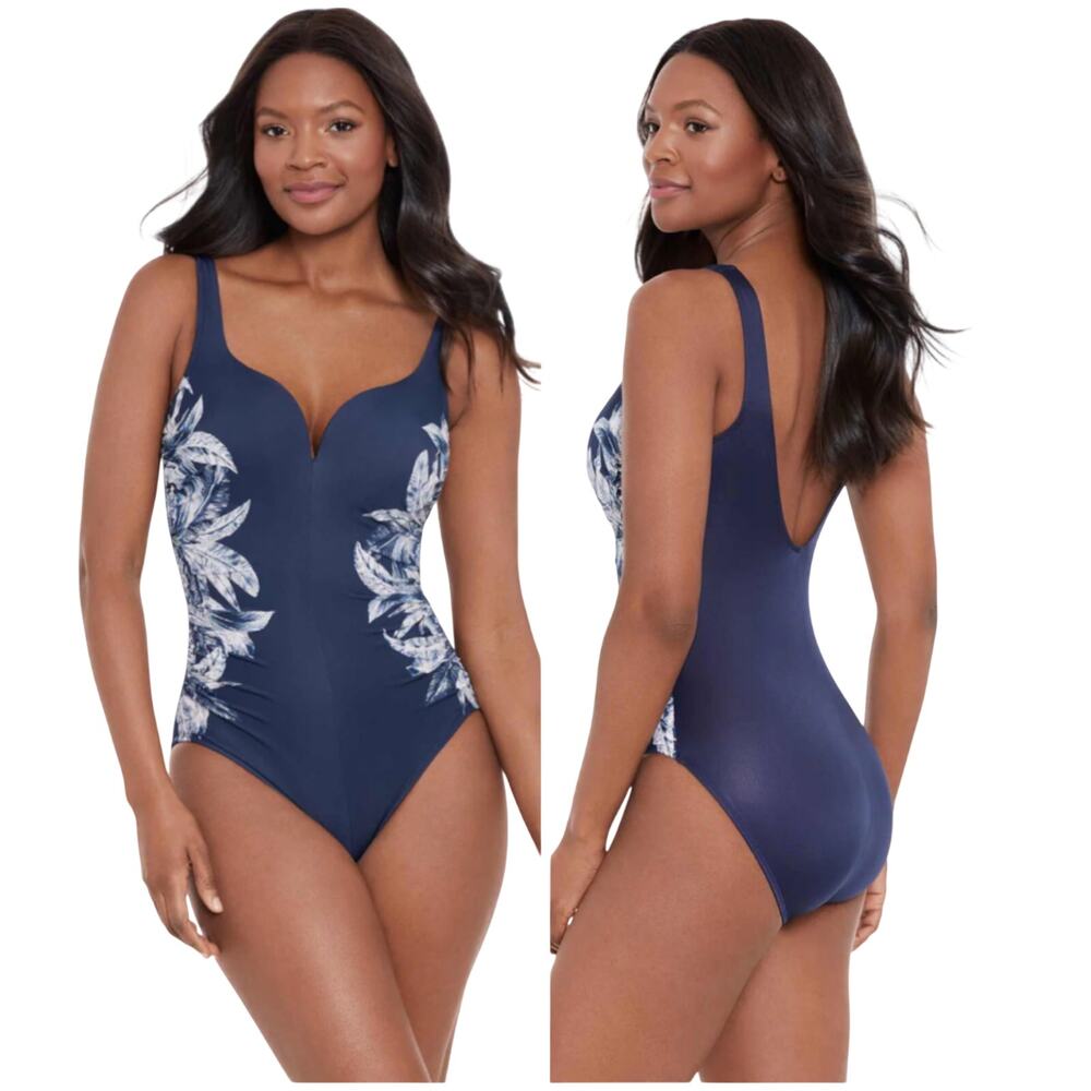 Miraclesuit NWT Tropica Toile Temptress One Piece Swimsuit Size 8 Sweetheart